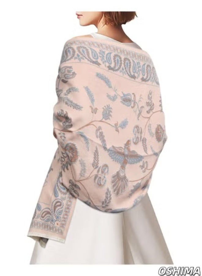 أوشيما شال باشمينا ملفوفات للنساء ، وشاح عطلة عكسية هدايا وشاح زهرة الكاجو الشتاء دافئ الشهال الكبيرة ، وشمال باشمينا الشتاء وملففات للنساء الناعمة الإضافية شال وملففات للفساتين المسائية - Image 1